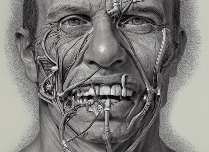 Prompt: a highly detailed anatomical portrait of a dentist, james gurney, james jean