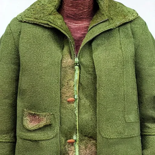 Image similar to jacket made out of cabbage, photorealistic, studio, detailed