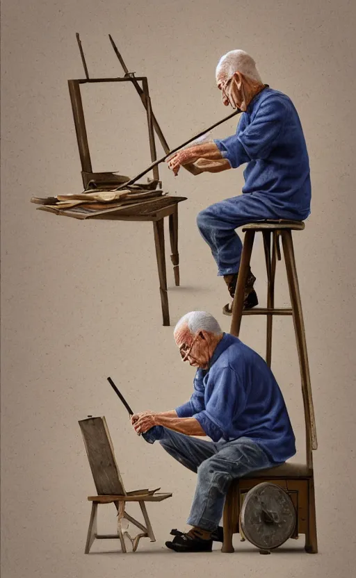 Image similar to old man doing hard work, do what we can, then leave it to god, d & d, non - fiction, intricate, elegant, highly detailed, digital painting, 8 k uhd, discipline object position, dynamic form, consistency, avoid duplication object, concept art, intricate, sharp focus, illustration, art by robin eley, paul lung, samuel silva