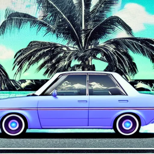 Image similar to vaporwave car