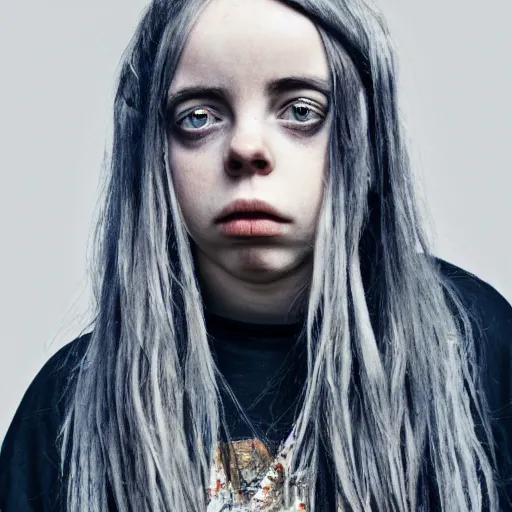 Prompt: billie eilish as a starving child in africa 4k