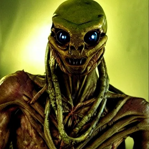 Image similar to the humanoid alien from the predator movie. realistic.