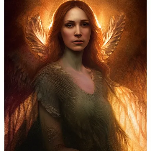 Image similar to majestic gracious regal radiating female winged angel portrait, atmospheric lighting, painted, ethereal, intricate, volumetric lighting, beautiful, rich deep colours masterpiece, golden hour, sharp focus, ultra detailed, by leesha hannigan, ross tran, thierry doizon, kai carpenter, ignacio fernandez rios