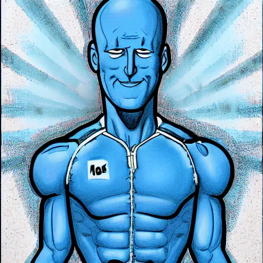 Prompt: doctor manhattan in the style of pixar