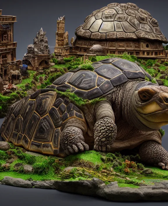 Image similar to city built on top of a giant tortoise. magic fantasy style. highly detailed 8 k. intricate. lifelike. soft light. nikon d 8 5 0.