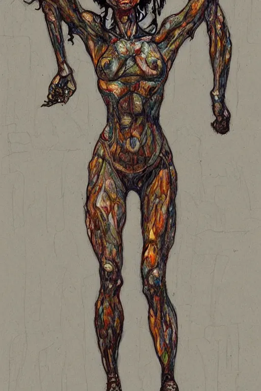 Prompt: a full body character with lifted arms in style of herakut and egon schiele, masterpiece, centered, hyperdetailed, complex, intricate, veiled, 4 k, dynamic!! trending on artstation,