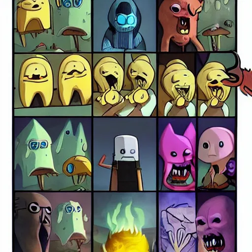 Image similar to adventure time characters in a dark souls game