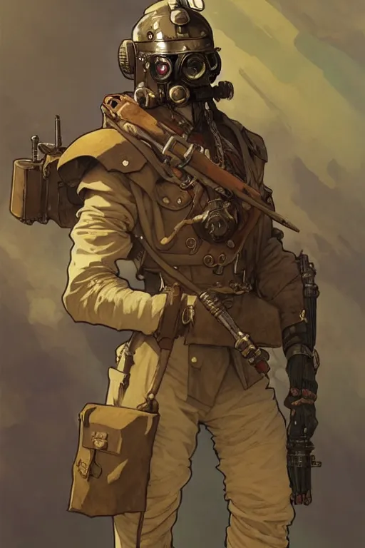 dieselpunk soldier character, helmet, shoulders, | Stable Diffusion