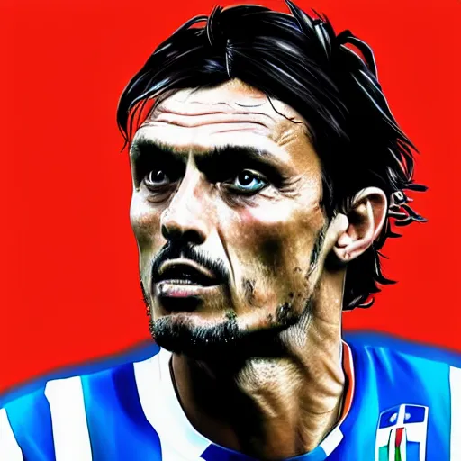 Image similar to paolo maldini italia, digital art