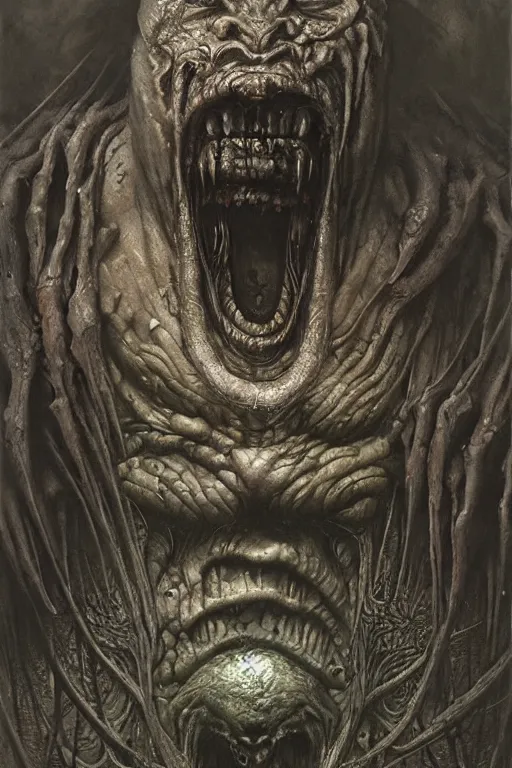 Image similar to ogre by giger, zdzisław beksinski, greg rutkowski