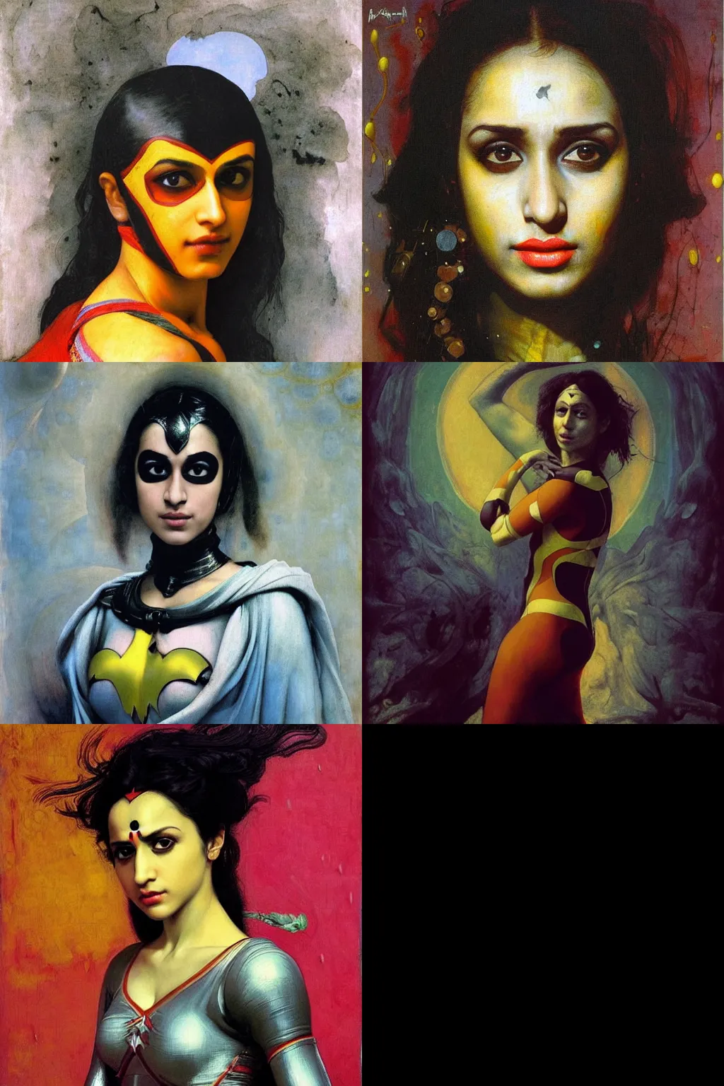 Prompt: Portrait of shraddha kapoor as a batgirl movie still by Ilya Repin, Michelangelo da Caravaggio, William Blake, Alex Grey and Beksinski, trending on Artsatio, hystorical painting, masterpiece, 4k, 8k,