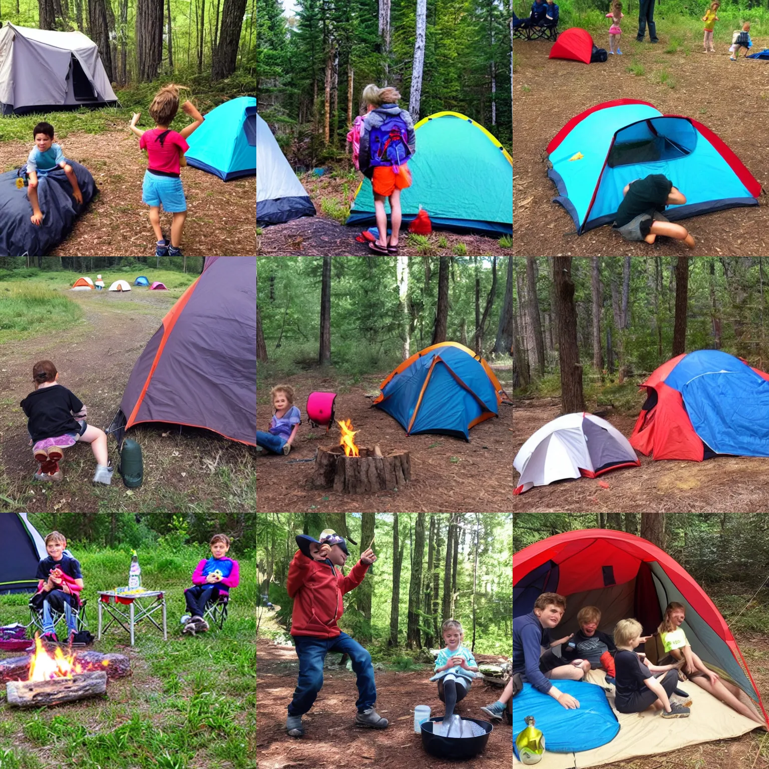 Prompt: camping with kids gone awry