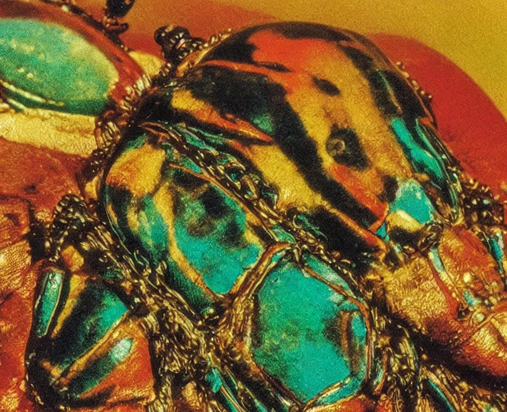 Prompt: a closeup of a beautiful colorful beetle coleoptera. high quality national geographic photograph ( ( by gustave boulanger, joaquin sorolla ) )