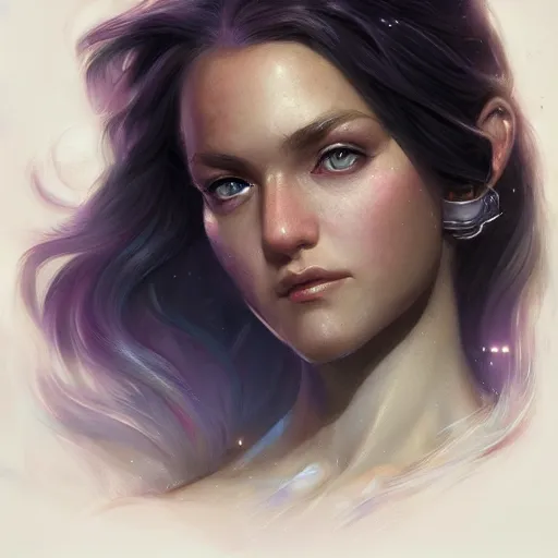 Image similar to star goddess, d & d, fantasy, portrait, highly detailed, digital painting, trending on artstation, concept art, sharp focus, illustration, art by artgerm and greg rutkowski and magali villeneuve