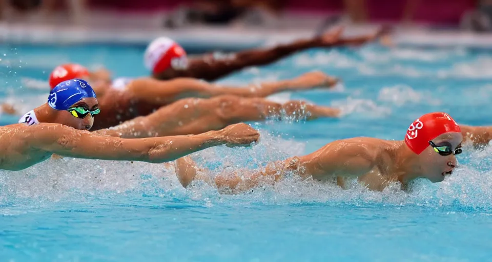 Image similar to olympic swimming in sand instead of water, extremely coherent, motion blur