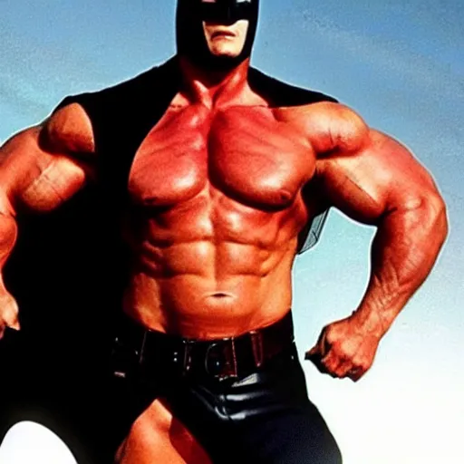 Image similar to Arnold Schwarzenegger as batman bodybuilding