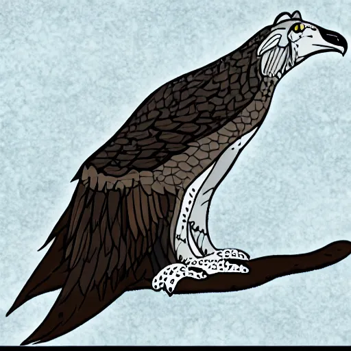 Image similar to avatar of a snow leopard crow griffin, flat color