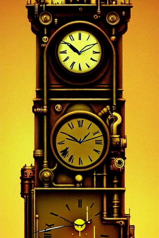 Prompt: steampunk pocket clock, edward hopper and james gilleard zdzislaw beksisnski higly detailed