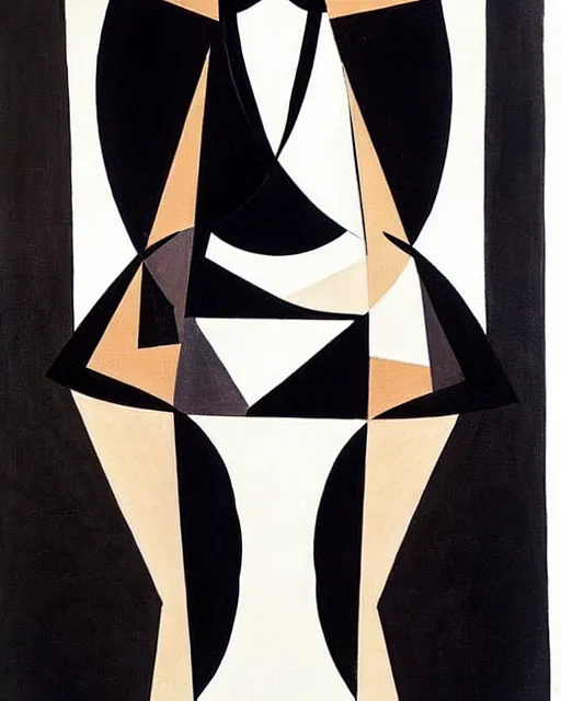 Image similar to a model walks down the runway in a black dress, a cubist painting by alexander mcqueen, trending on pinterest, vorticism, androgynous, biomorphic, geometric