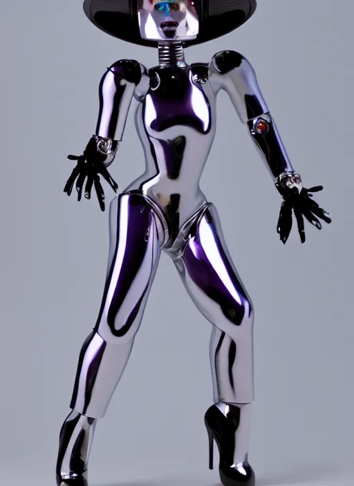 Image similar to airbrush svelte chrome robot being kawaii in the style of sorayama