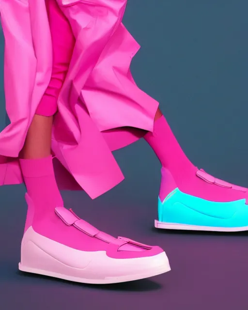 Image similar to a leaked screenshot of balenciagas 2 0 4 9 campaign, dayglo pink, dayglo blue