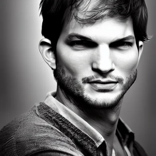 Image similar to ashton kutcher portrait, horizon forbidden west, photorealistic, ultra detailed, machines, octane, robots, nature, cinematic lighting, studio quality, feature, scars, 8 k