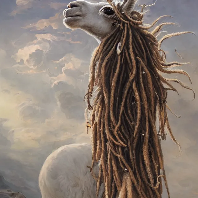 Prompt: llama with dreadlocks, industrial, by mandy jurgens, ernst haeckel, james jean