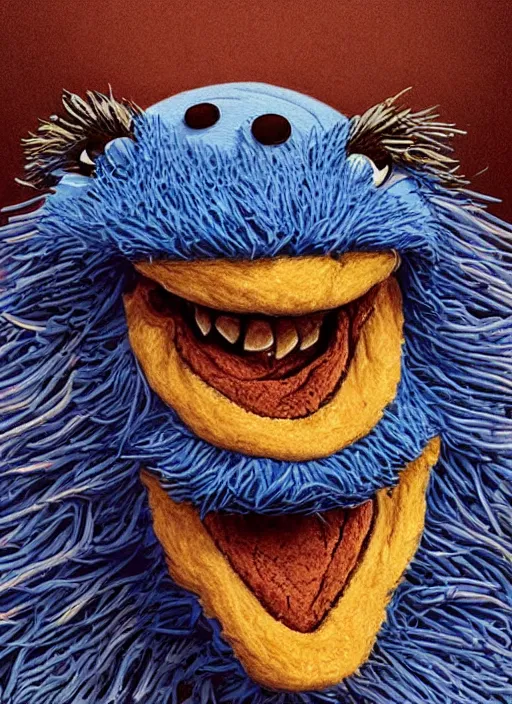 Image similar to portrait of Deliriously happy Cookie Monster in Society (1989), intricate, highly detailed, centered, solid color background, digital painting, artstation, concept art, smooth, sharp focus, illustration, artgerm, donato giancola, Joseph Christian Leyendecker, WLOP, Artgerm