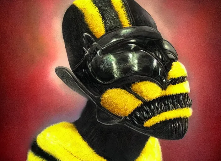 Image similar to foot, bumblebee, hat, trippy, weird, artstation, realistic