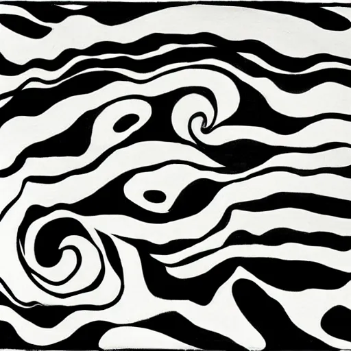 Image similar to black and white abstract painting with shapes and lines by Vincent Van Gogh