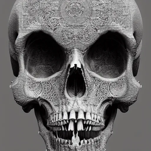 Image similar to portrait_of_a_melting_skull._intricate_abstract._intricate_artwork._by_Tooth_Wu_wlop_beeple_dan_mumford._octane_render_trending_on_artstat