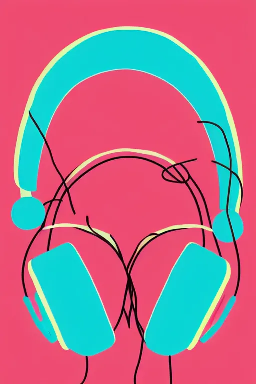 Prompt: minimalist boho style art of colorful headphones, illustration, vector art