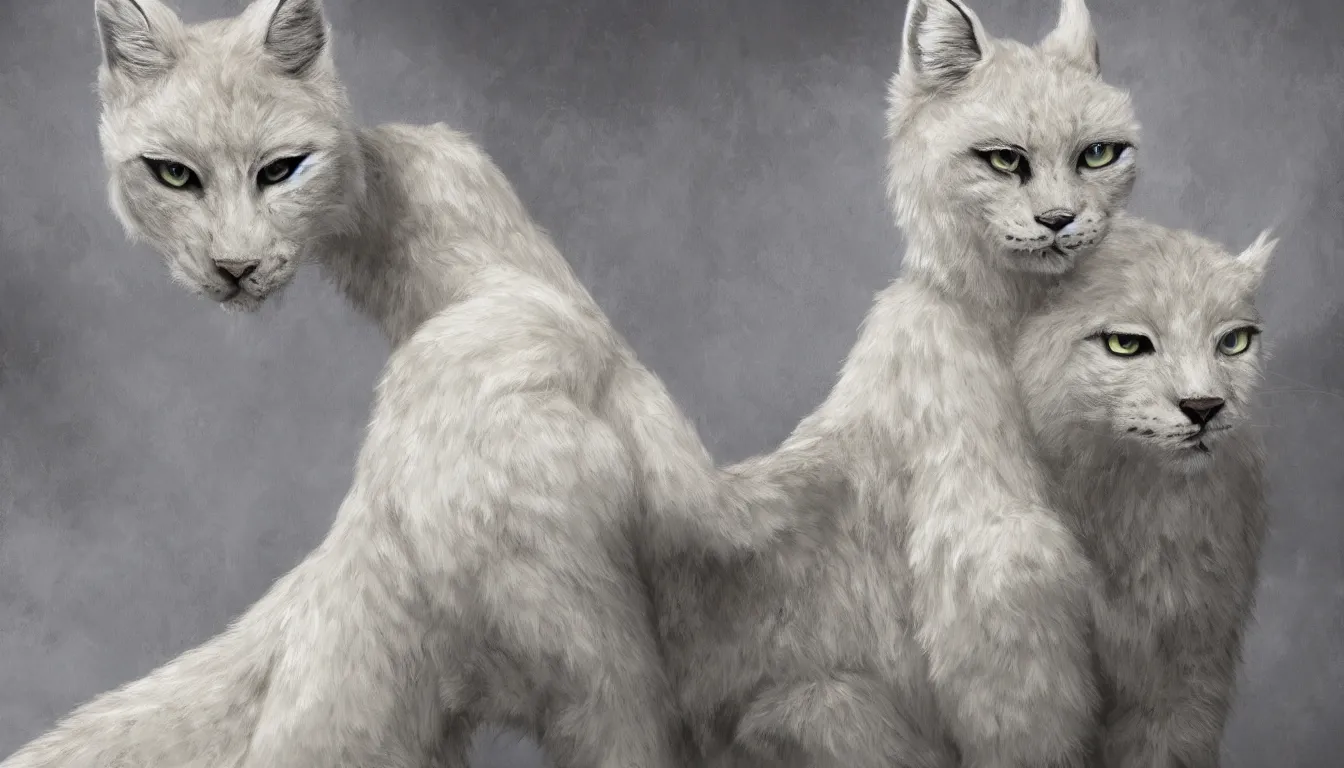 Prompt: white anthropomorphic lynx, furry art