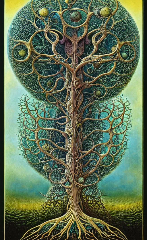 Image similar to tree of life by roger dean and andrew ferez, art forms of nature by ernst haeckel, divine chaos engine, symbolist, visionary, art nouveau, botanical fractal structures, organic, detailed, realistic, surreality