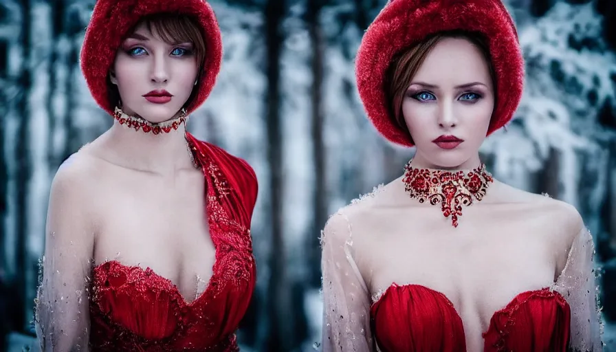 Image similar to the most beautiful dressed women in russia, symmetrical, cinematic, real photography, 4 k, ultra hd