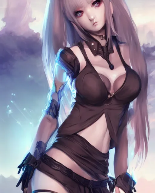 Image similar to The successful warrior is the average man, with laser-like focus, artwork by artgerm, anime, cyberpunk streets in Japan, elegant, seductive, long white hair, knee high socks, extra short blue plaid skirt, white blouse, army boots, full shot, wide-shot, long-shot, fantasy, mystical, magical