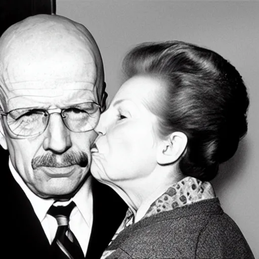 Image similar to Margaret Thatcher kissing Walter White