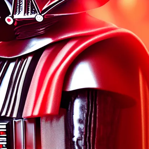 Image similar to darth vader but his entire suit is crimson red, high detail, 8 k