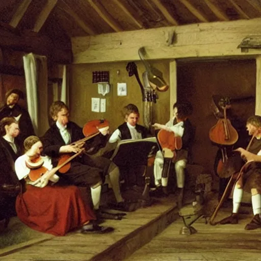 Image similar to the corries performing music in a tavern