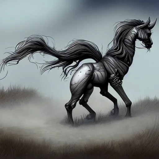 Image similar to a ghost skeleton horse by Larry Elmore, digital art, trending on ArtStation