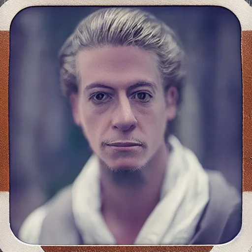 Image similar to casting photo for the role of guybrush threepwood. canon 5 d mark iii, photorealistic, polaroid filter