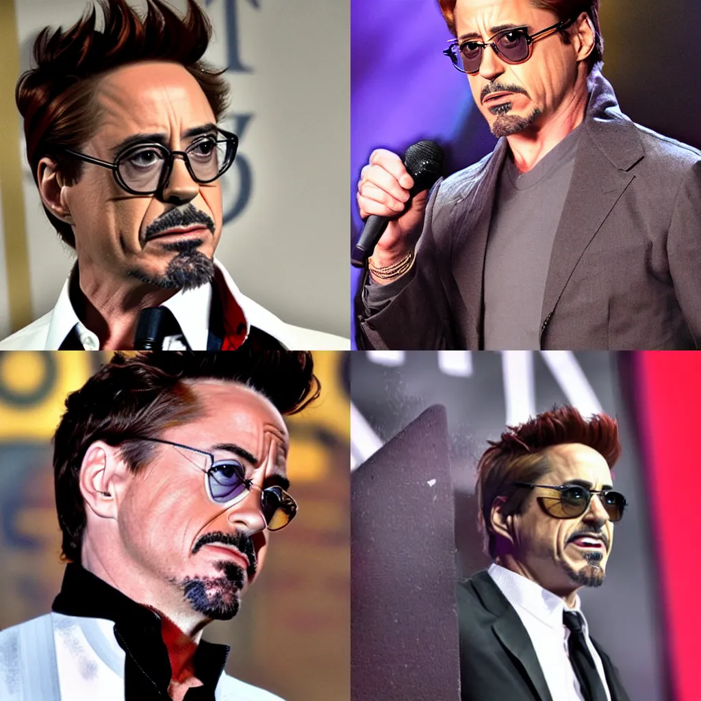 Prompt: robert downey jr. singing