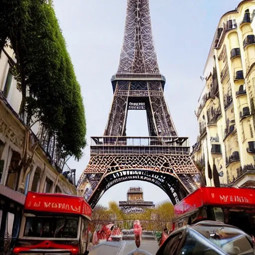 Prompt: la torre eiffel cubierta de chocolate