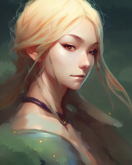 Image similar to portrait of a female druid, simple clothes, fantasy, face like ester exposito, blonde shinkai makoto studio ghibli studio key hideaki anno sakimichan stanley artgerm lau rossdraws james jean marc simonetti elegant highly detailed digital painting artstation pixiv