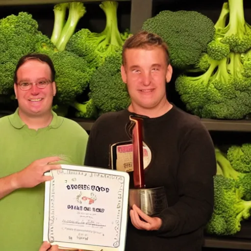 Image similar to Gooby winning the 2091 Broccoli Awards