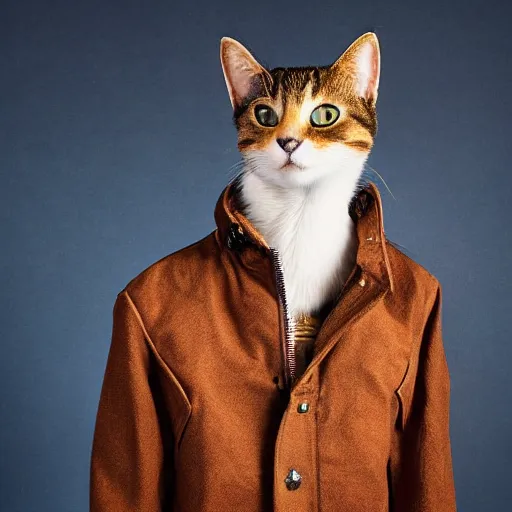 Image similar to yearbook style photo of cat on jacket cowboy