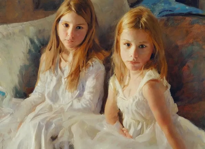 Prompt: a highly detailed beautiful portrait of mara's daughters, by gregory manchess, james gurney, james jean