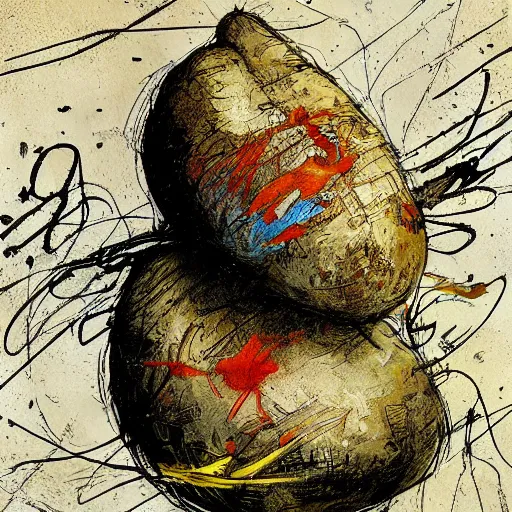 Image similar to potato in the style of magic the gathering, concept art, digital art, painted by albrecht durer | bernard buffet | carne griffiths | wlop