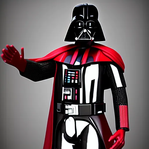 Image similar to darth vader but his entire suit is crimson red, high detail, 8 k