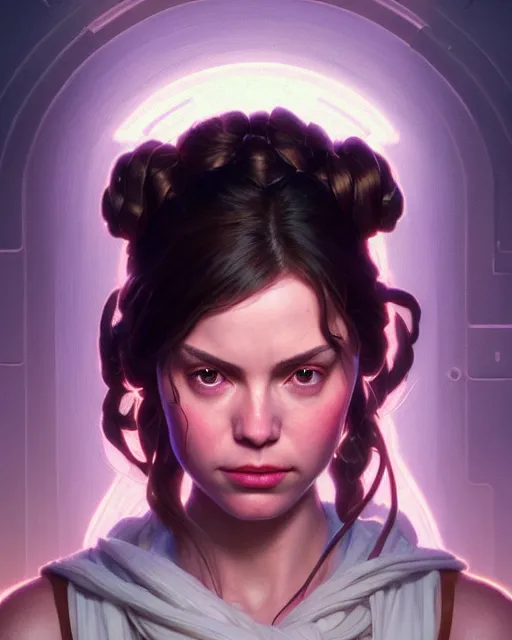 Image similar to highly detailed portrait of padme, stephen bliss, unreal engine, hyperrealistic art by greg rutkowski, loish, rhads, beeple, makoto shinkai and lois van baarle, ilya kuvshinov, rossdraws, tom bagshaw, alphonse mucha, global illumination, detailed and intricate environment